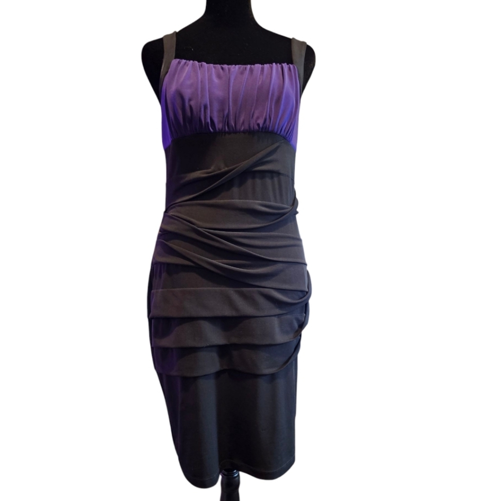 Carole Little Purple and Black Knit Body Con Dress Size 8
